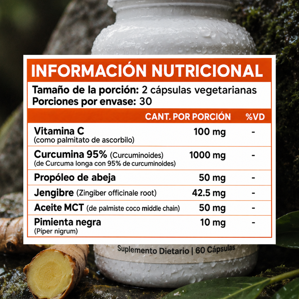 Cápsulas de cúrcuma y curcumina (1000 mg) - Zeluma