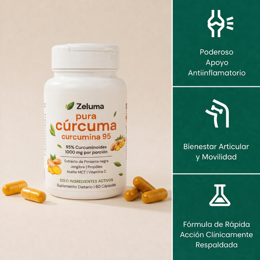 Cápsulas de cúrcuma y curcumina (1000 mg) - Zeluma